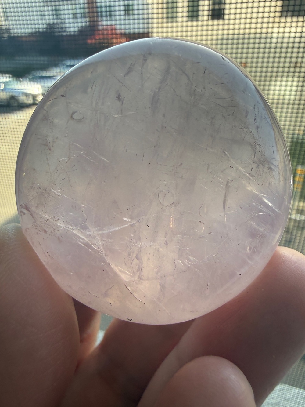 Rose Quartz Palm Stone C Pink Crystal Worry Stone Heart Chakra Reiki 2.1oz 2"